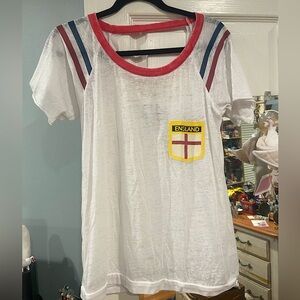 Semi-sheer white ringer-style England t-shirt